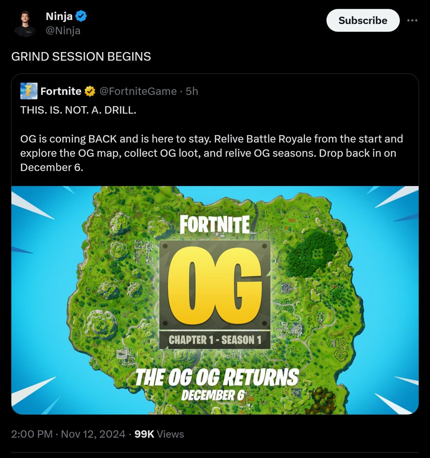 Officially announcing the return of Fortnite OG in December – Saudi Gamer