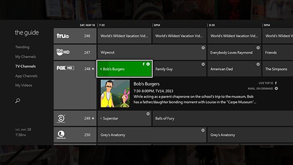 دليل التلفزيون في Xbox One